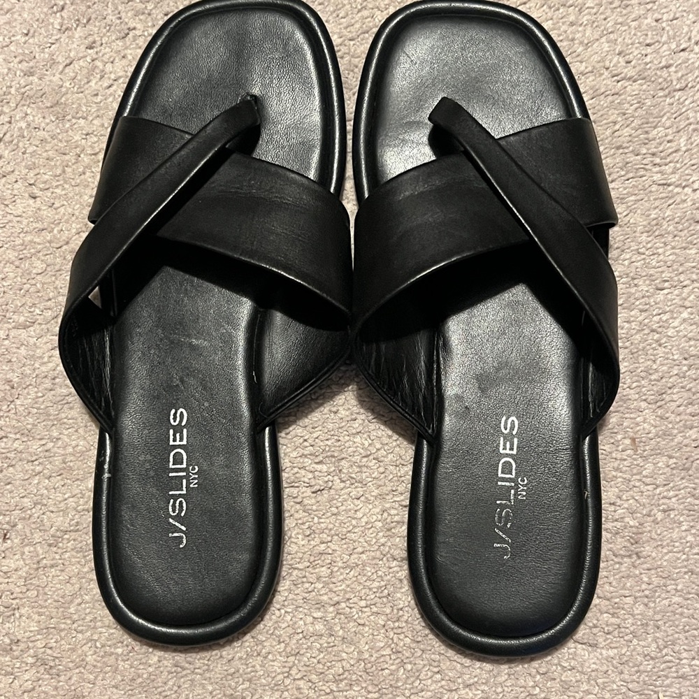 J/SLIDES Black Minimalist Sandals